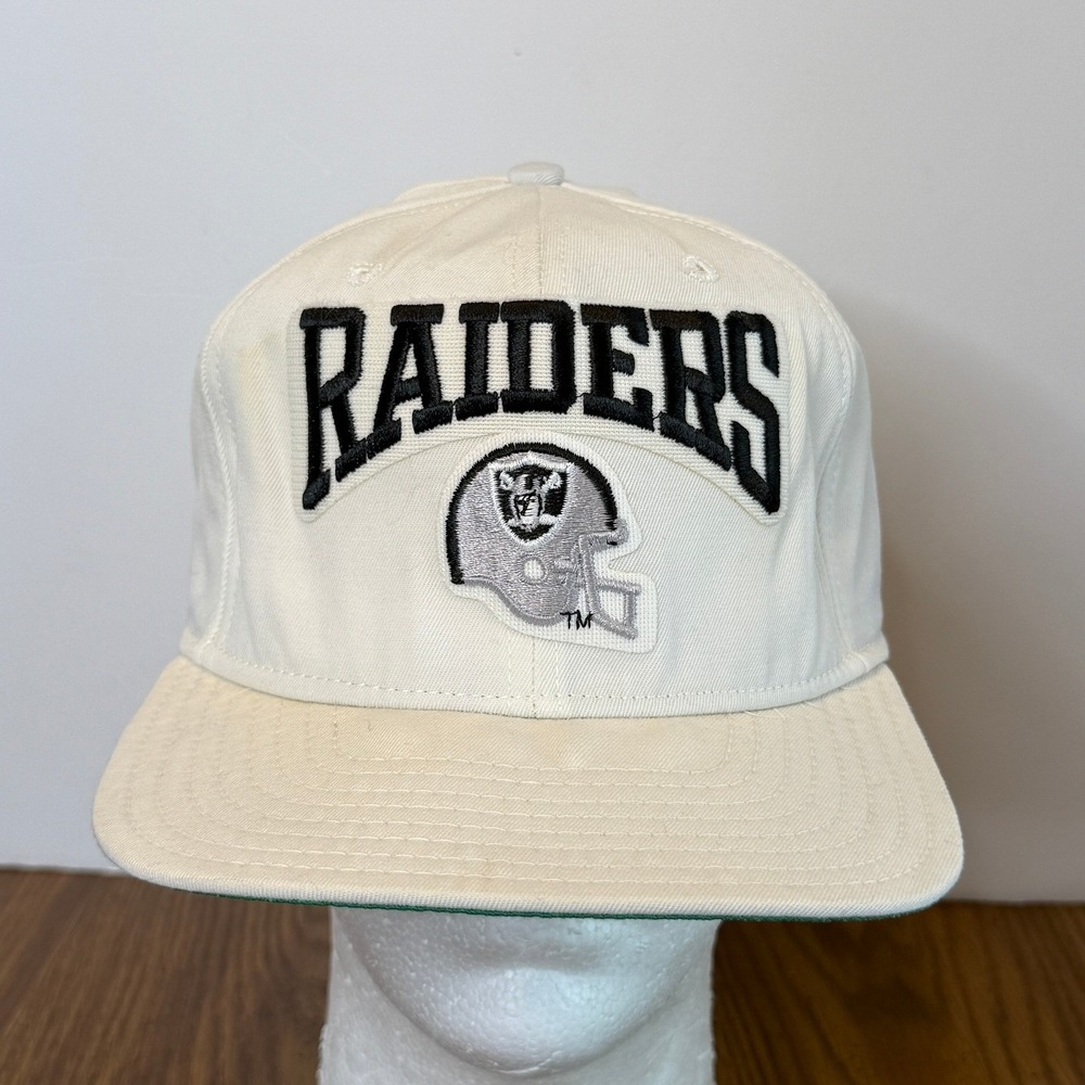 Vintage New Era LA Raiders Snapback Hat White Pro Model Made in USA NFL Cap